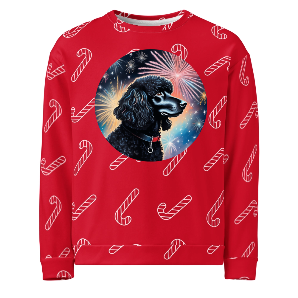 PugMug Custom Black Poodle Ugly Christmas Sweatshirt