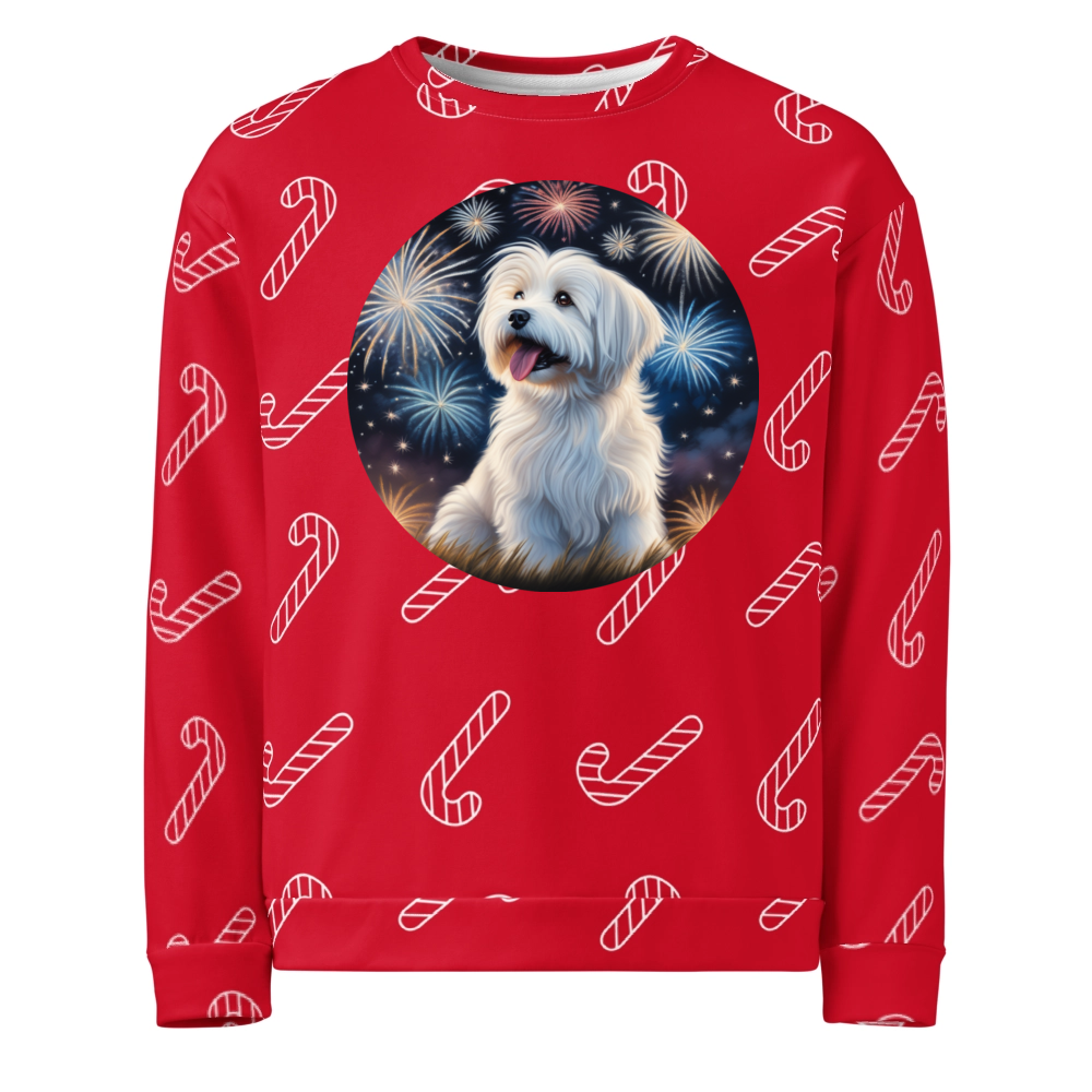 PugMug Custom White Havanese Dog Ugly Christmas Sweatshirt