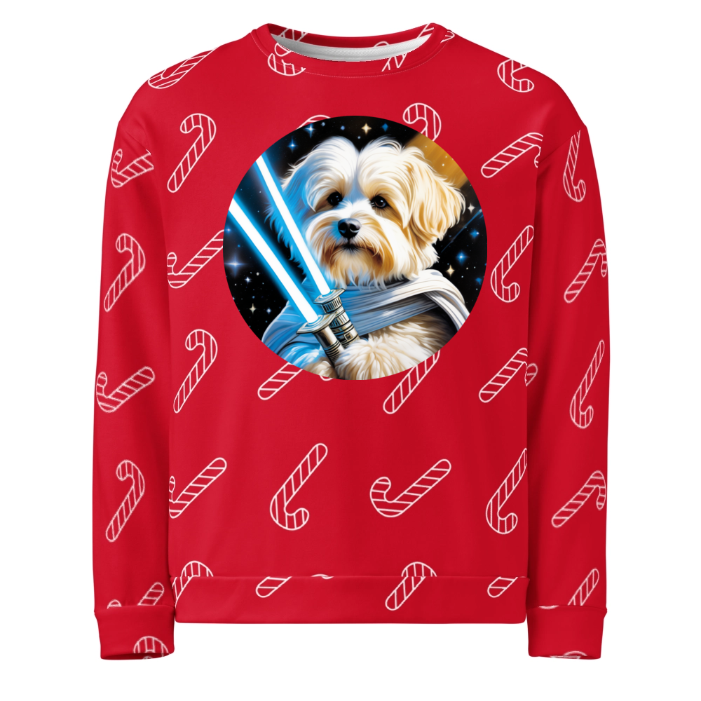 PugMug Custom White Havanese Dog Ugly Christmas Sweatshirt