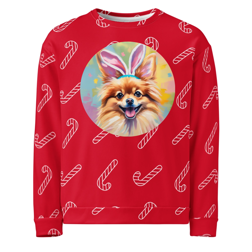 PugMug Custom Tan Pomeranian Ugly Christmas Sweatshirt