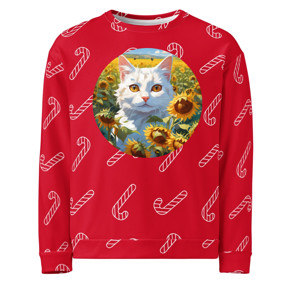 PugMug Custom White Companion Cat Ugly Christmas Sweatshirt