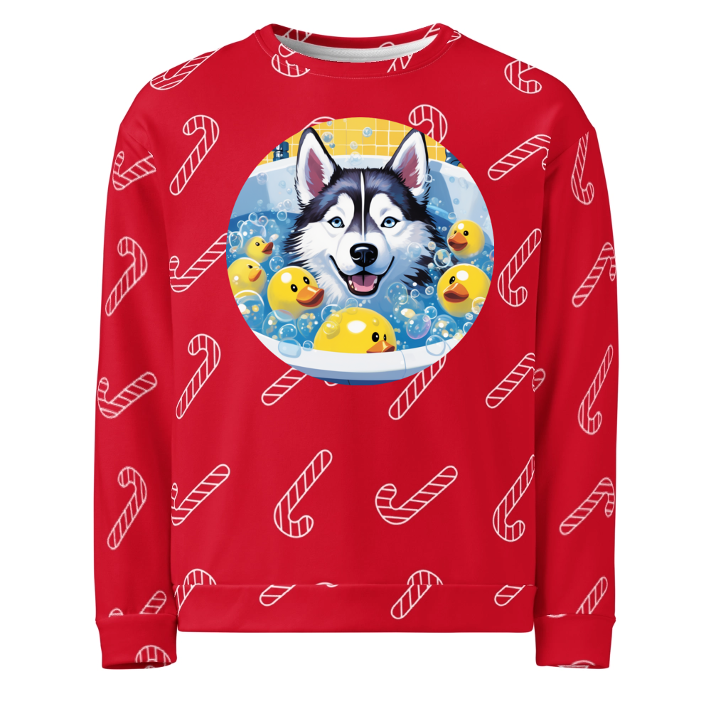 PugMug Custom Siberian Husky Ugly Christmas Sweatshirt