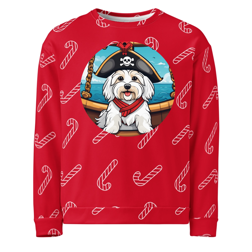 PugMug Custom White Havanese Dog Ugly Christmas Sweatshirt