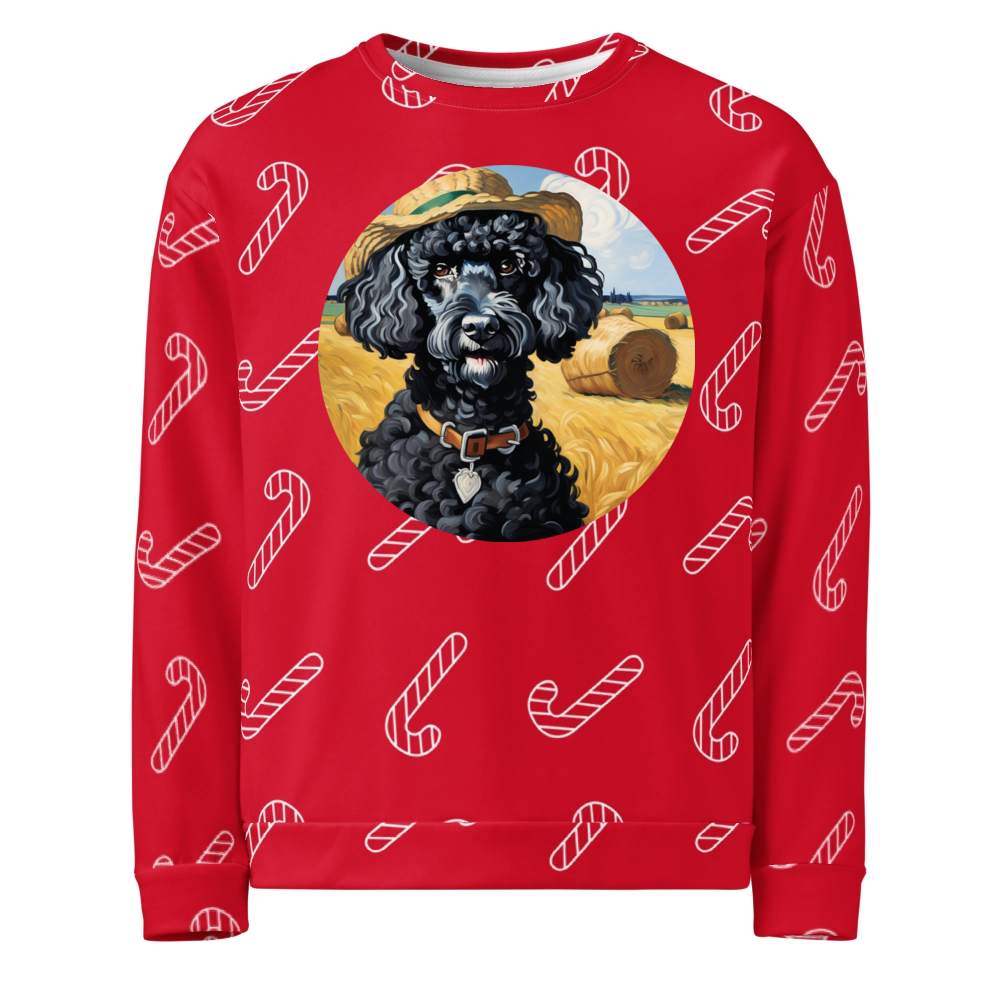 PugMug Custom Black Poodle Ugly Christmas Sweatshirt