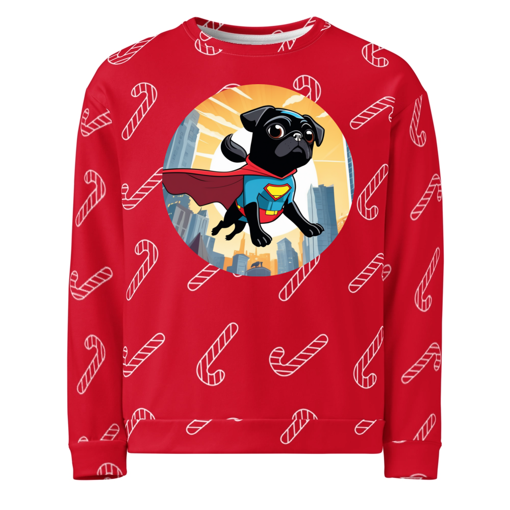 PugMug Custom Black Pug Ugly Christmas Sweatshirt