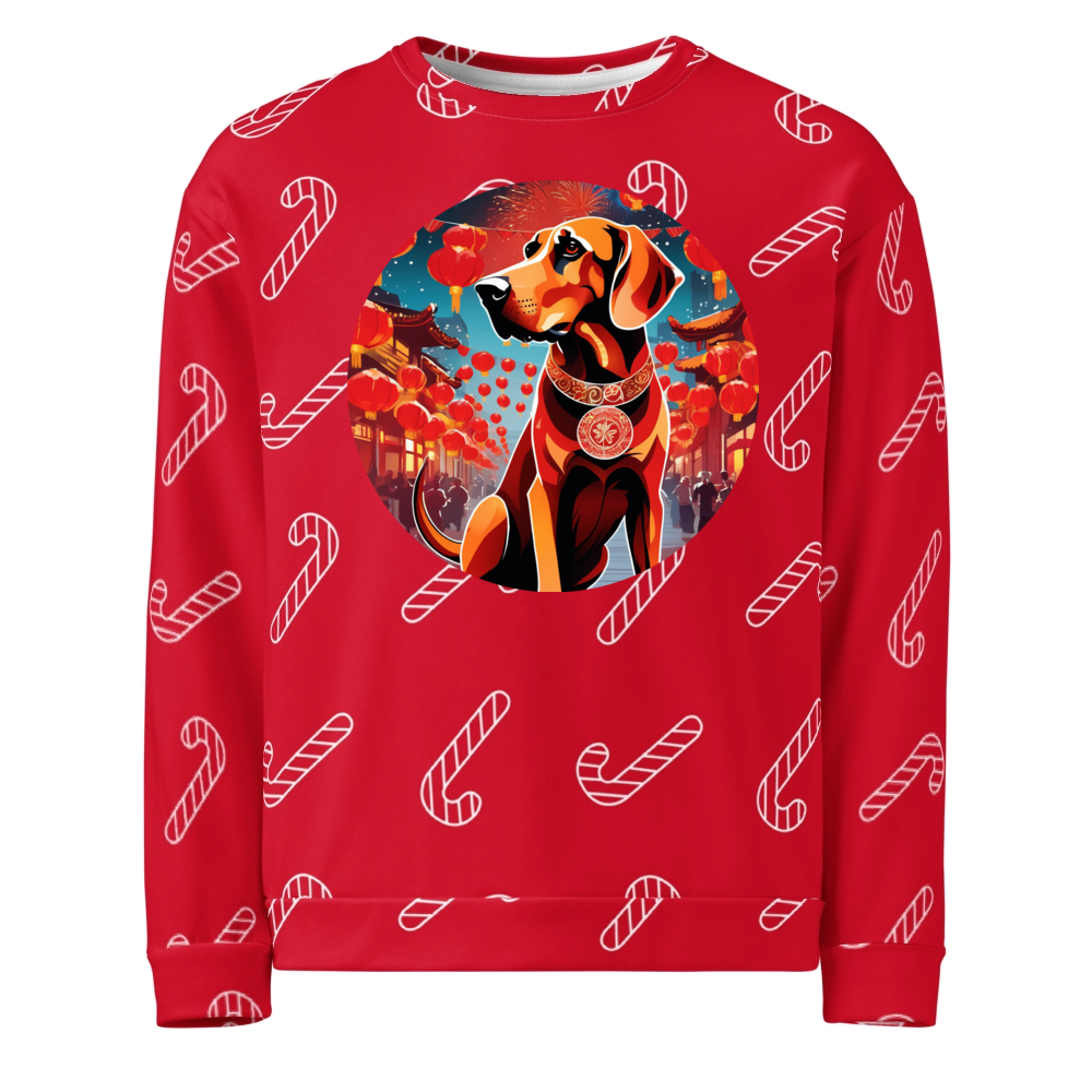 PugMug Custom Bloodhound Ugly Christmas Sweatshirt