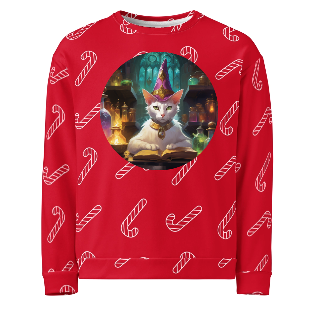 PugMug Custom White Abyssinian Cat Ugly Christmas Sweatshirt