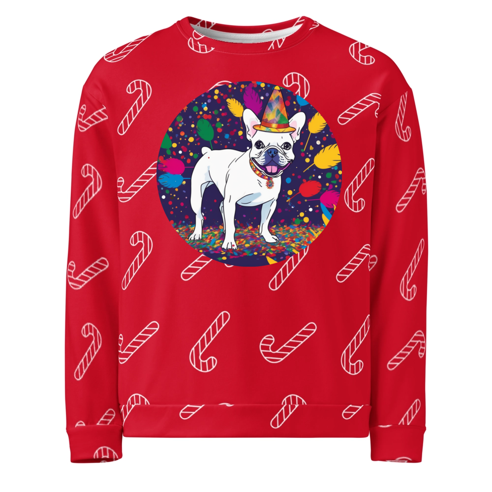 PugMug Custom White French Bulldog Ugly Christmas Sweatshirt