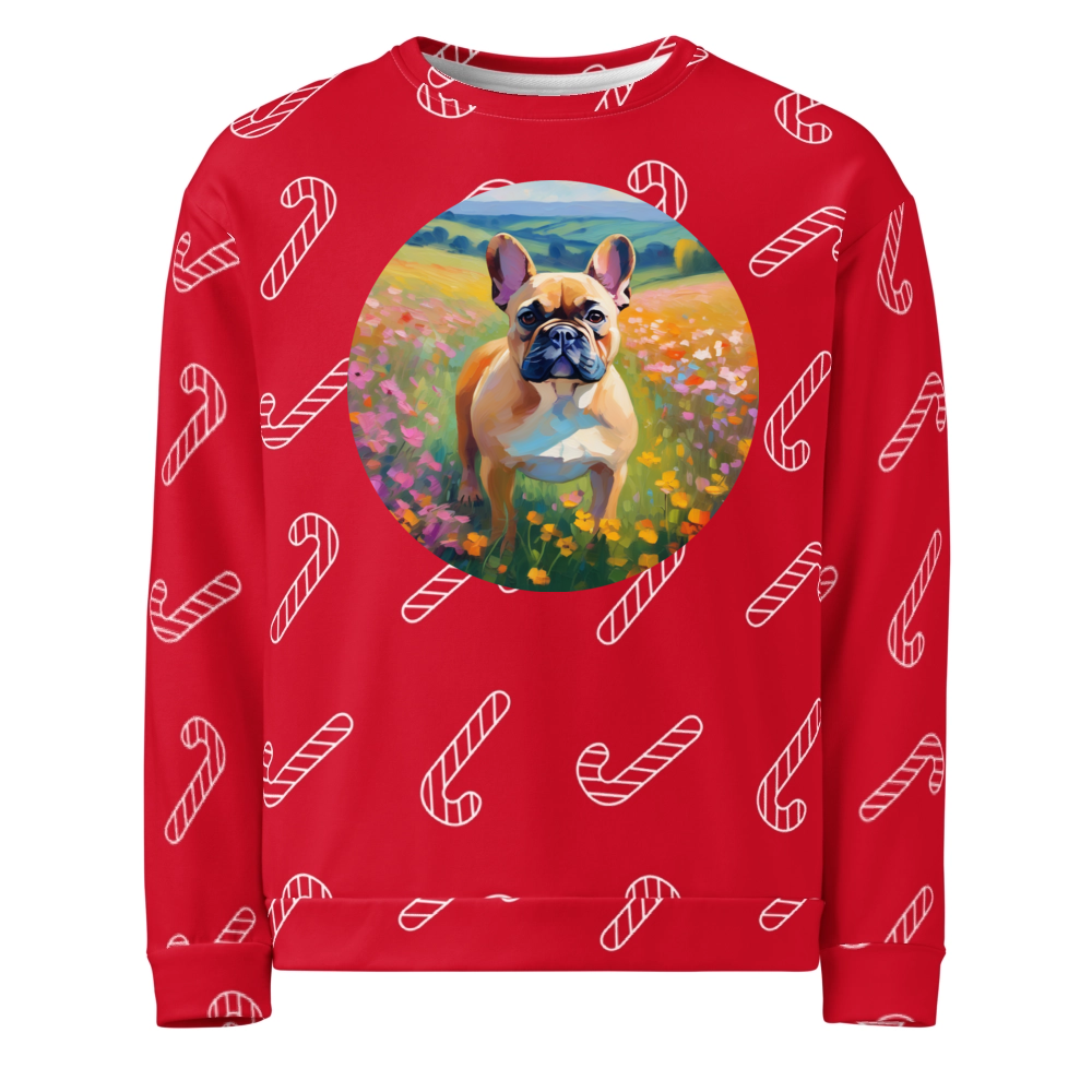 PugMug Custom Tan French Bulldog Ugly Christmas Sweatshirt