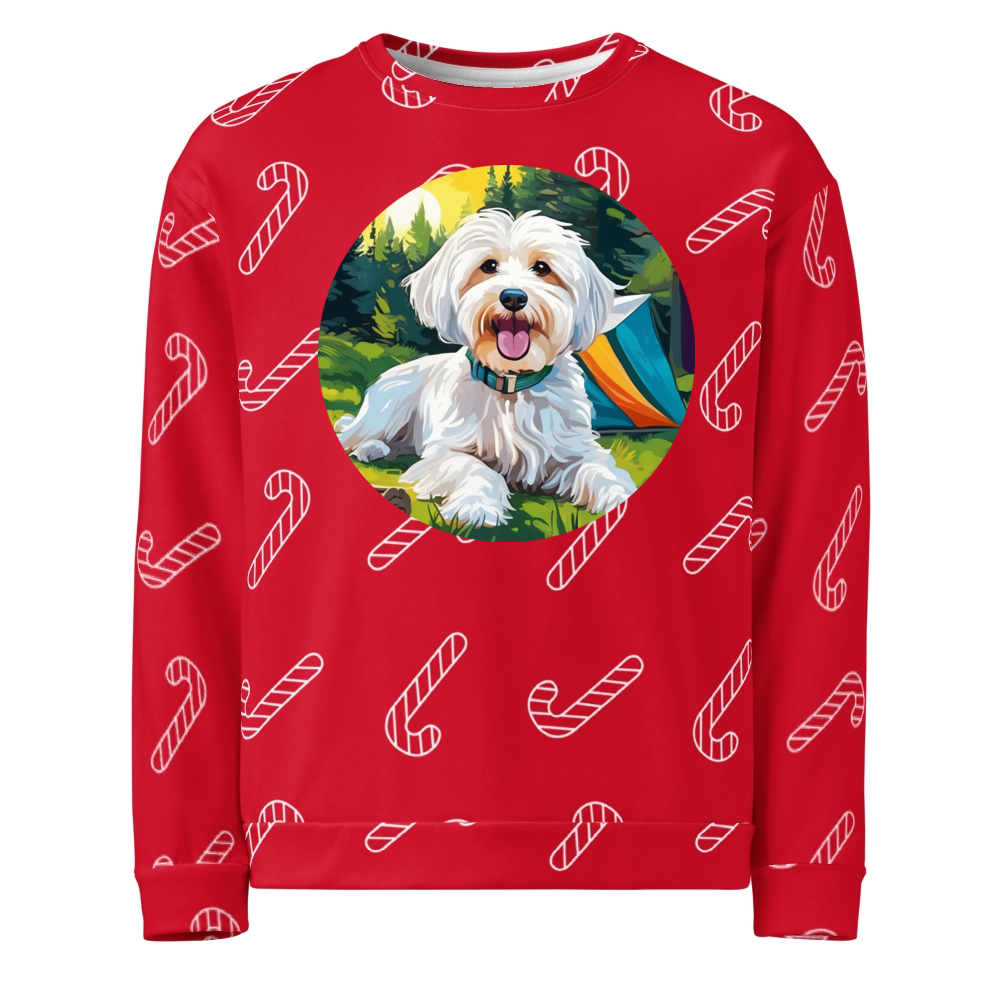 PugMug Custom White Havanese Dog Ugly Christmas Sweatshirt
