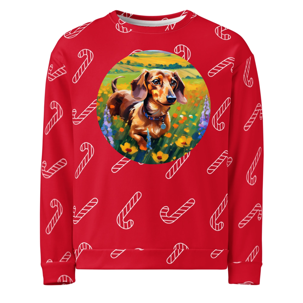 PugMug Custom Tan Dachshund Ugly Christmas Sweatshirt