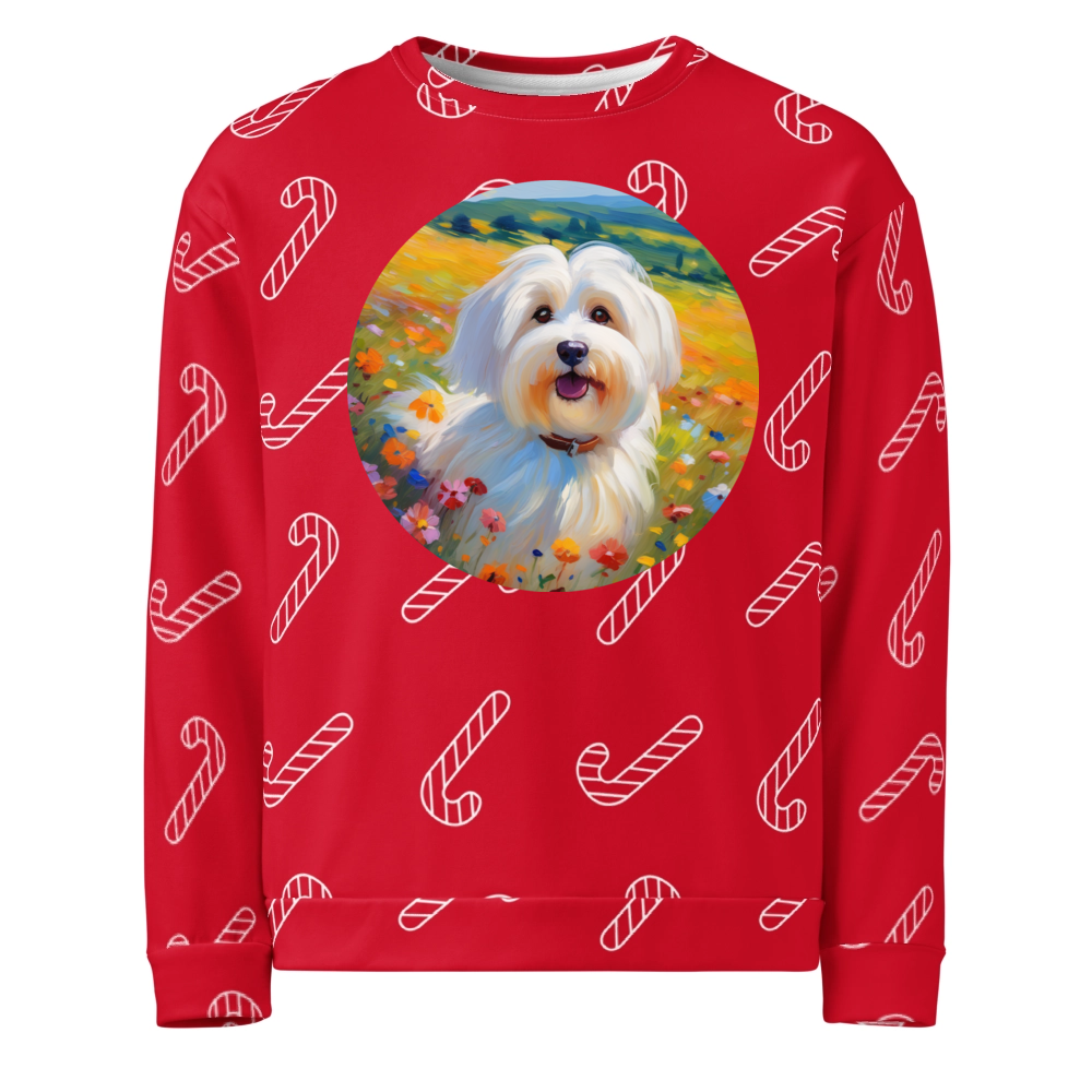 PugMug Custom White Havanese Dog Ugly Christmas Sweatshirt