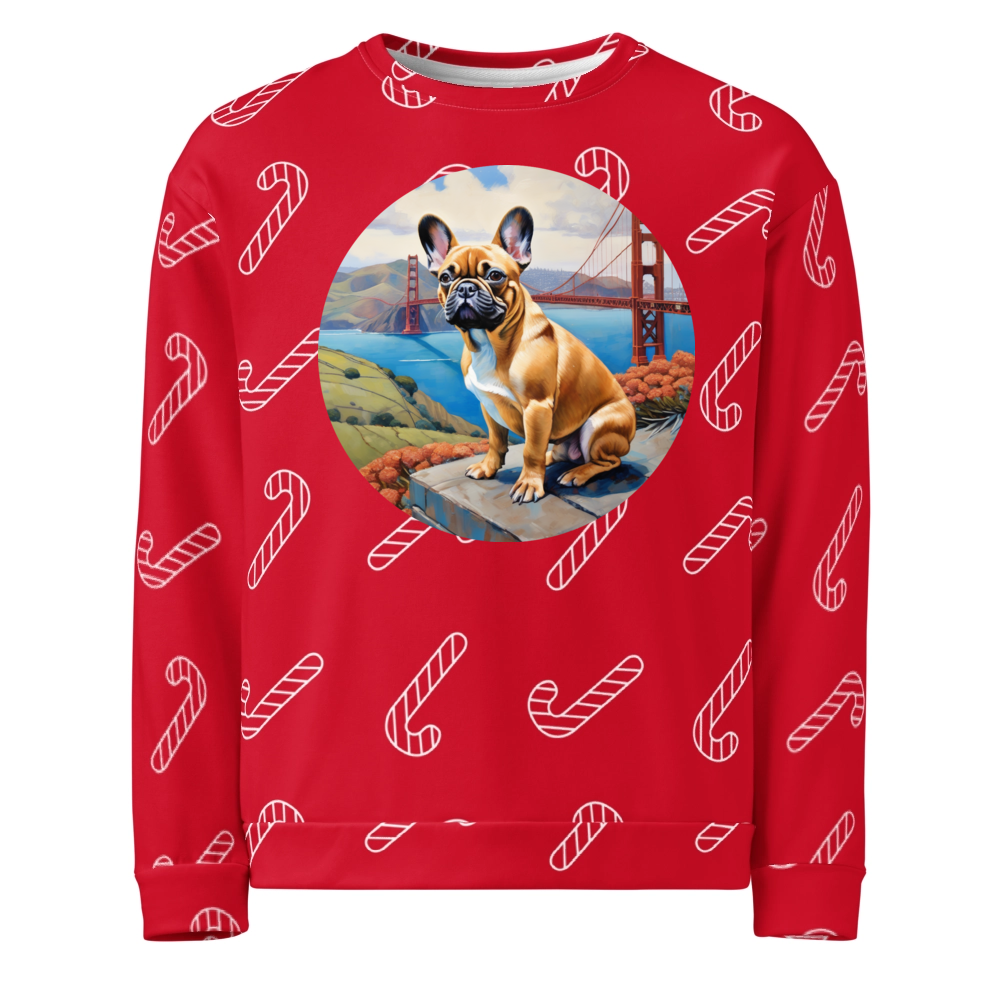 PugMug Custom Tan French Bulldog Ugly Christmas Sweatshirt