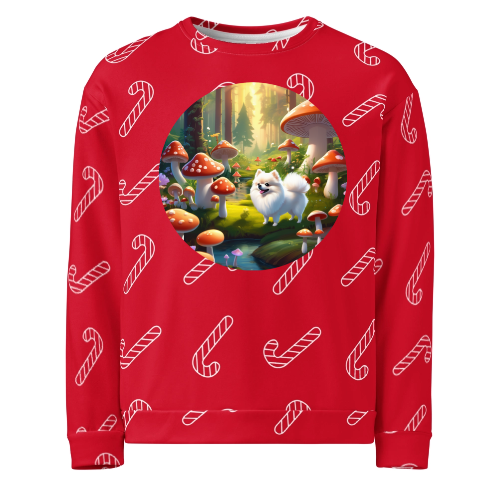 PugMug Custom White Pomeranian Ugly Christmas Sweatshirt