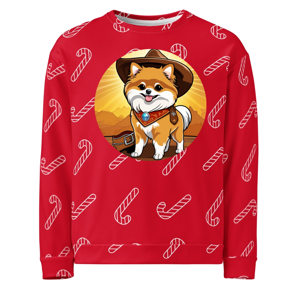 PugMug Custom Tan Pomeranian Ugly Christmas Sweatshirt