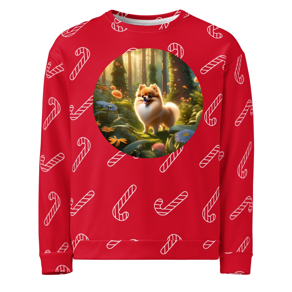 PugMug Custom Tan Pomeranian Ugly Christmas Sweatshirt