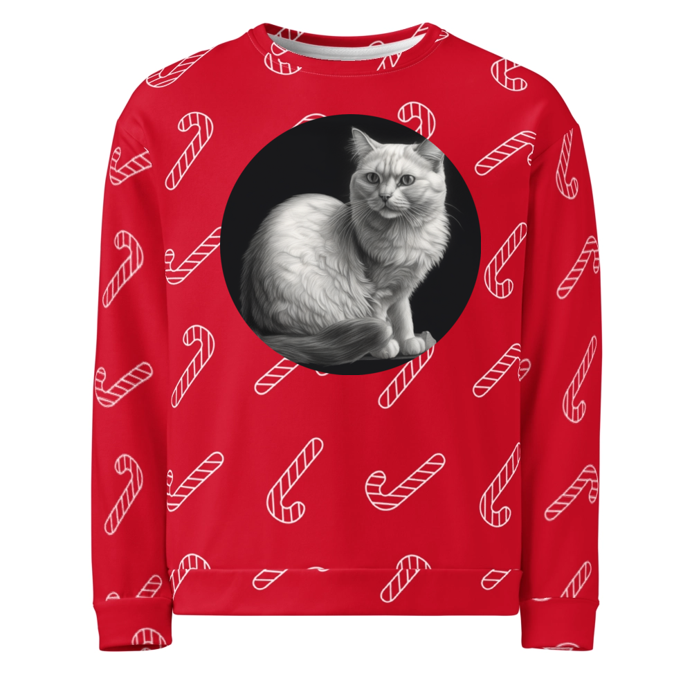 PugMug Custom White Companion Cat Ugly Christmas Sweatshirt