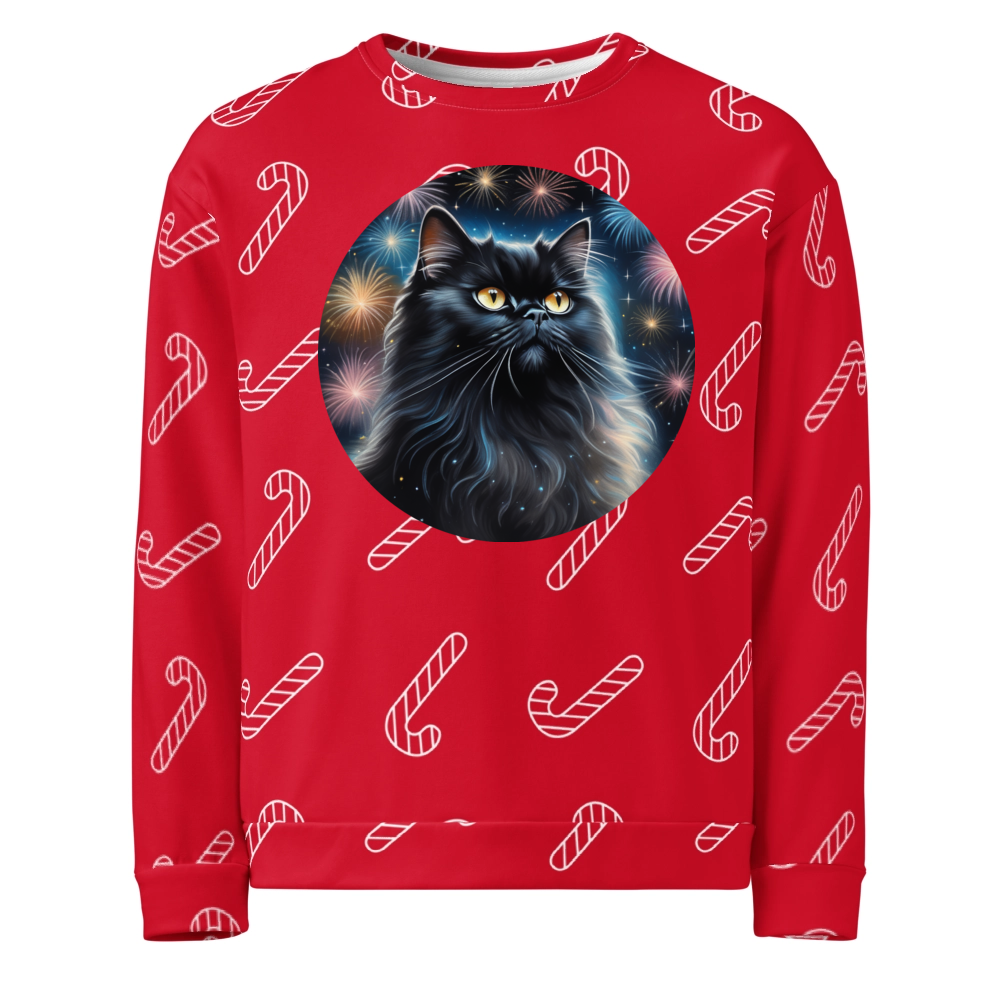PugMug Custom Black Persian Cat Ugly Christmas Sweatshirt