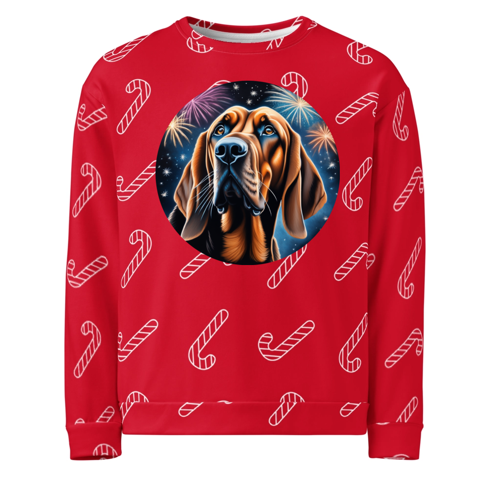 PugMug Custom Bloodhound Ugly Christmas Sweatshirt