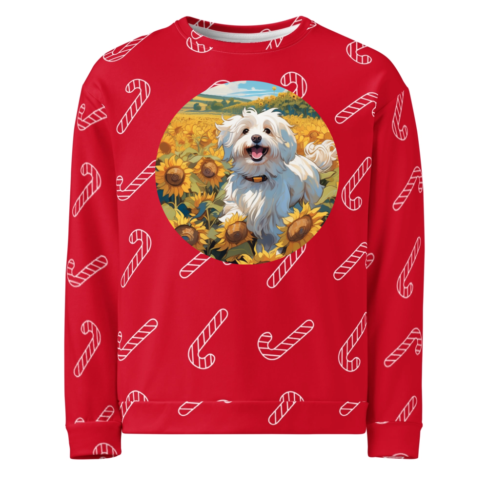 PugMug Custom White Havanese Dog Ugly Christmas Sweatshirt