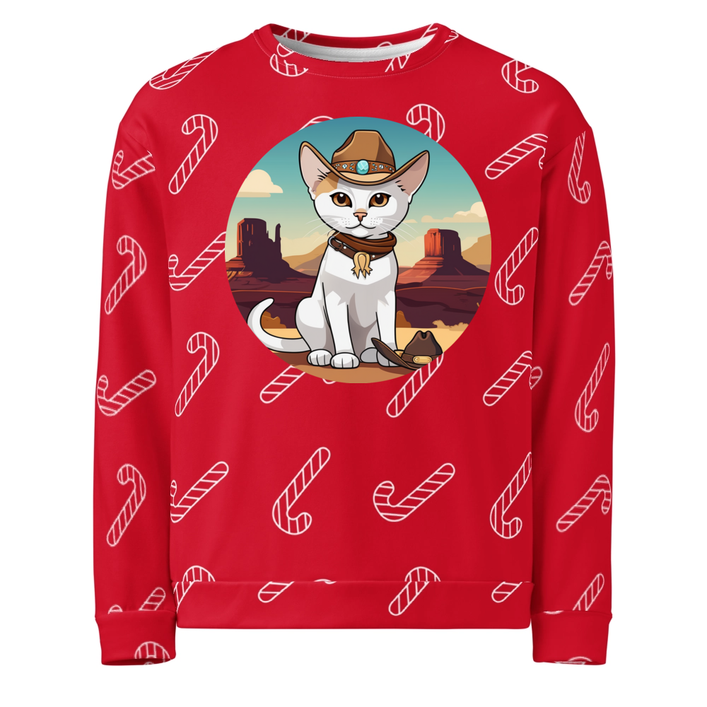 PugMug Custom White Abyssinian Cat Ugly Christmas Sweatshirt