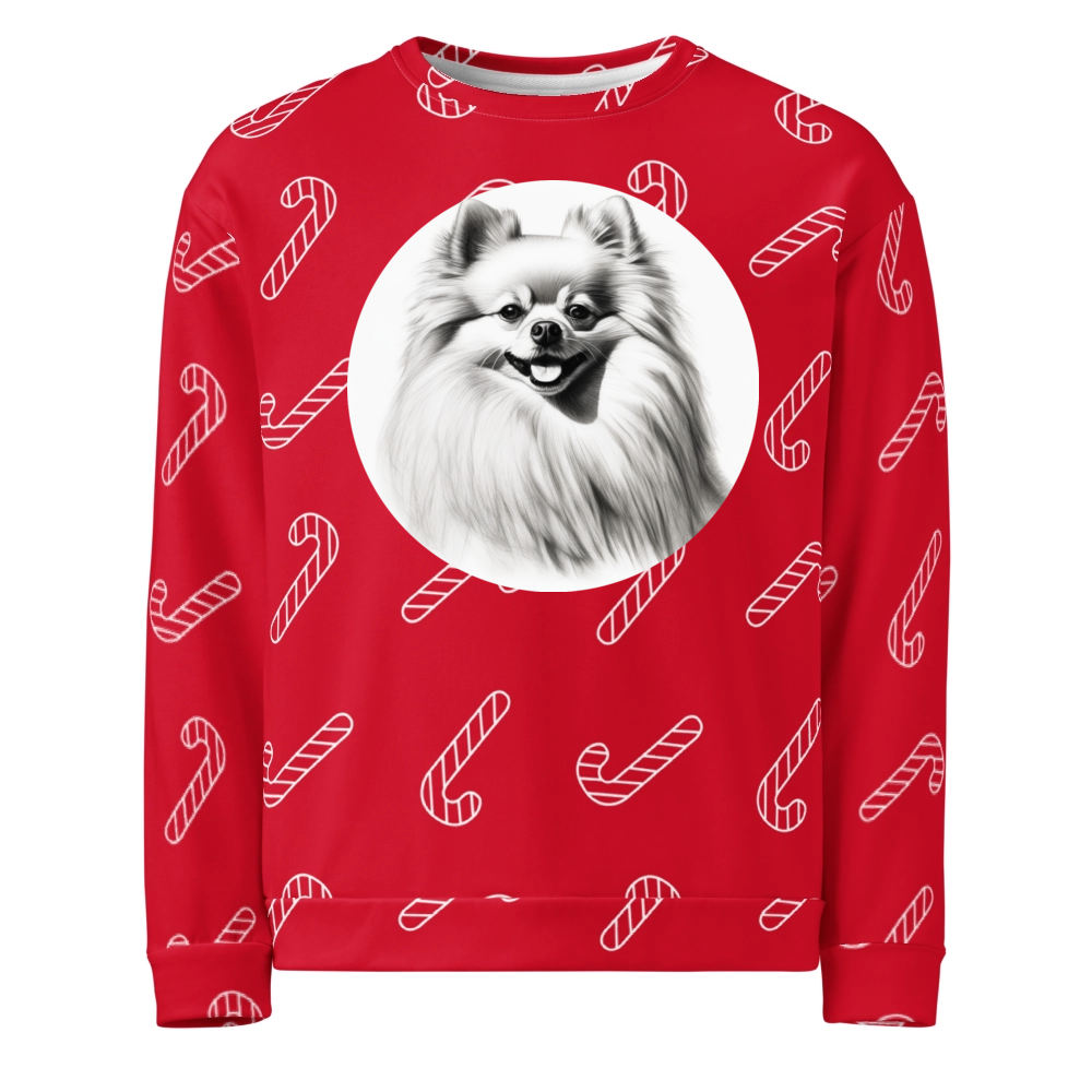 PugMug Custom White Pomeranian Ugly Christmas Sweatshirt
