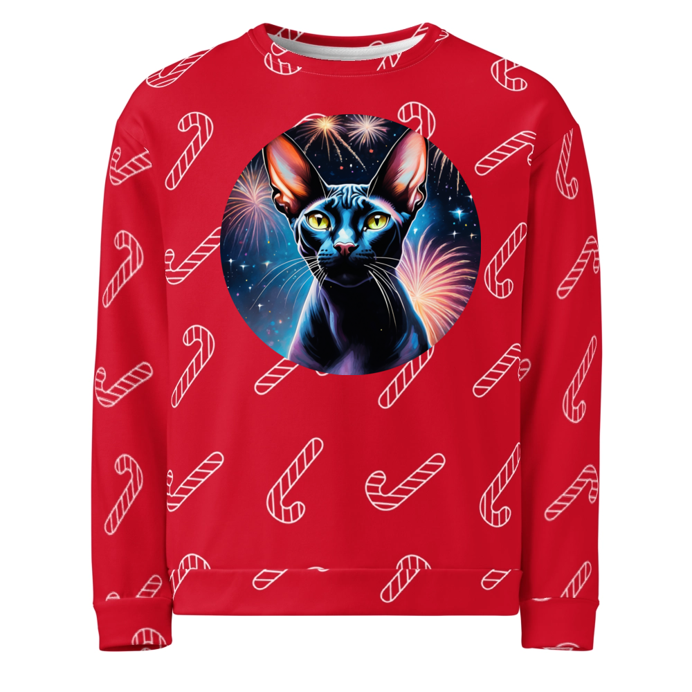 PugMug Custom Black Sphynx Cat Ugly Christmas Sweatshirt