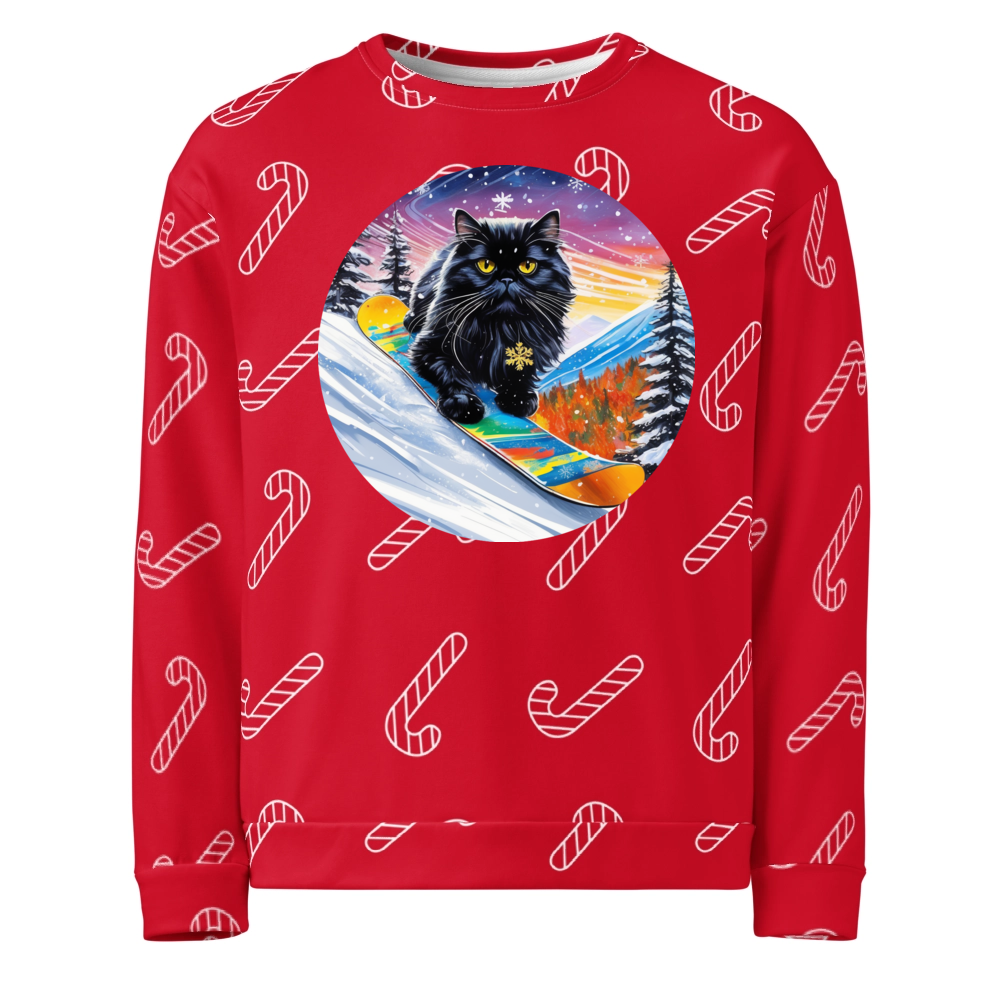 PugMug Custom Black Persian Cat Ugly Christmas Sweatshirt