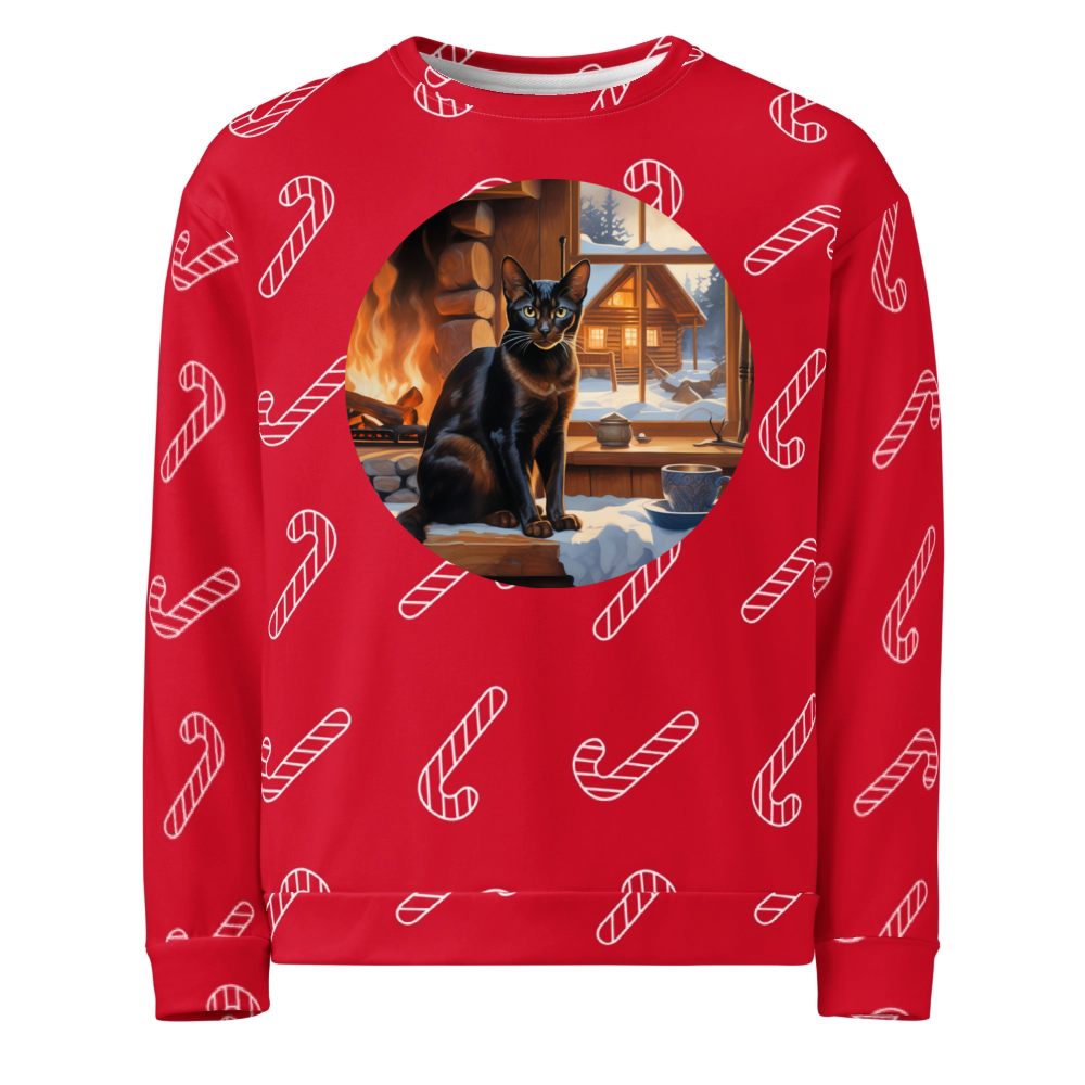 PugMug Custom Black Abyssinian Cat Ugly Christmas Sweatshirt