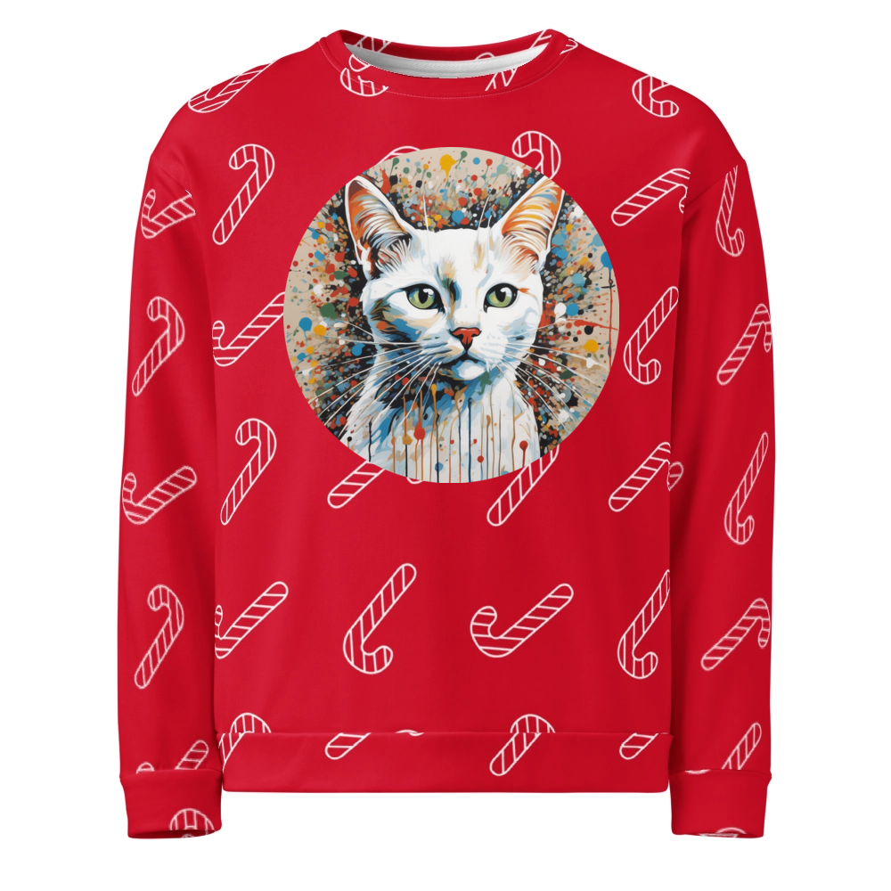 PugMug Custom White Companion Cat Ugly Christmas Sweatshirt