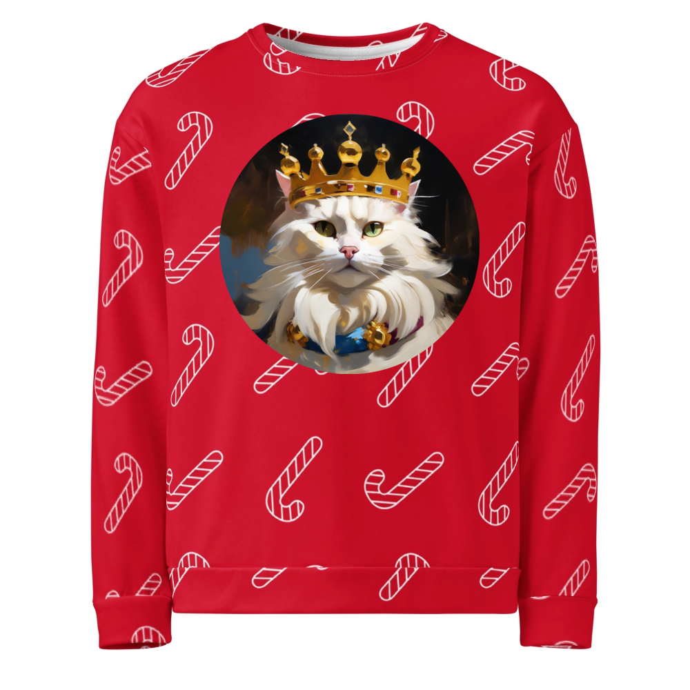 PugMug Custom White Companion Cat Ugly Christmas Sweatshirt