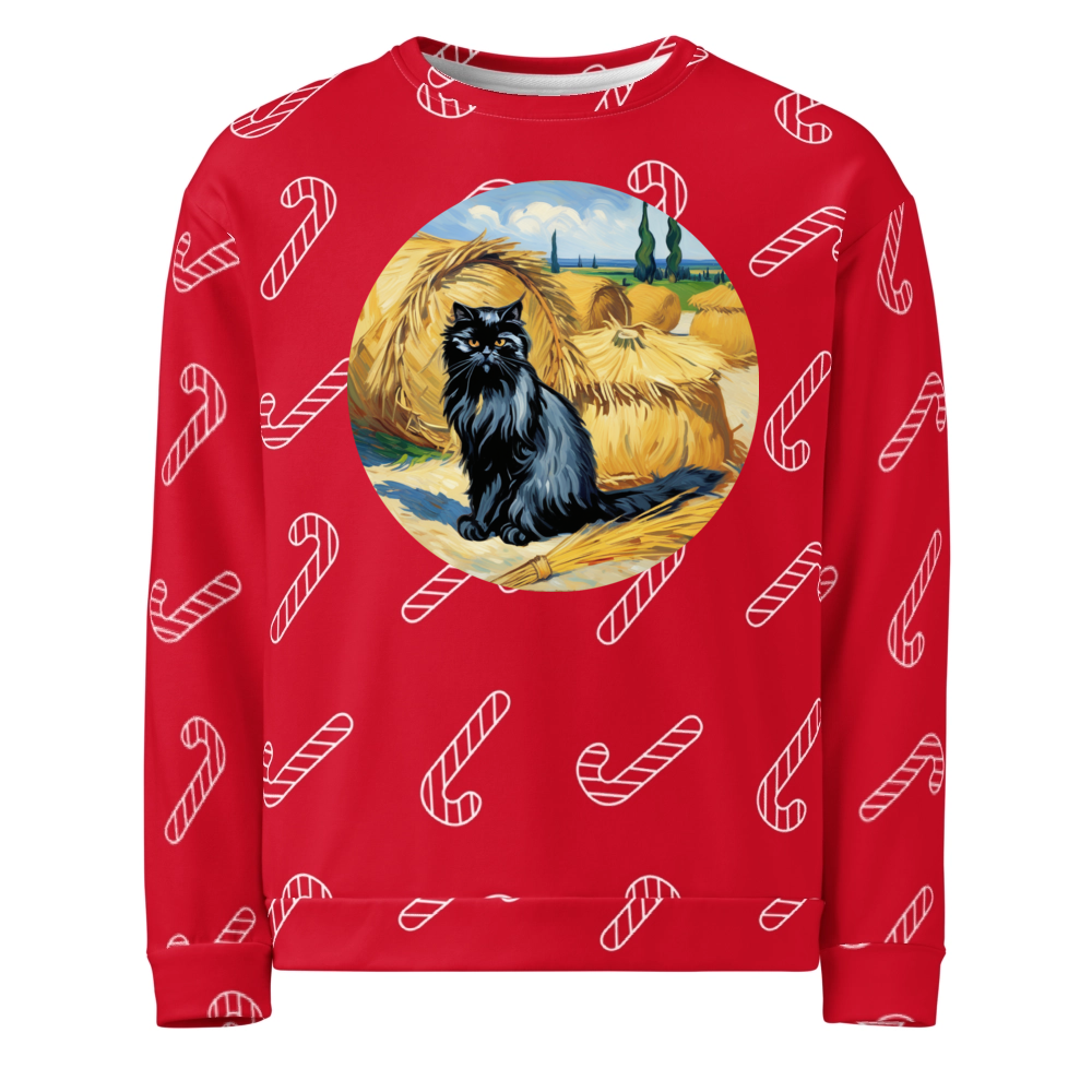 PugMug Custom Black Persian Cat Ugly Christmas Sweatshirt