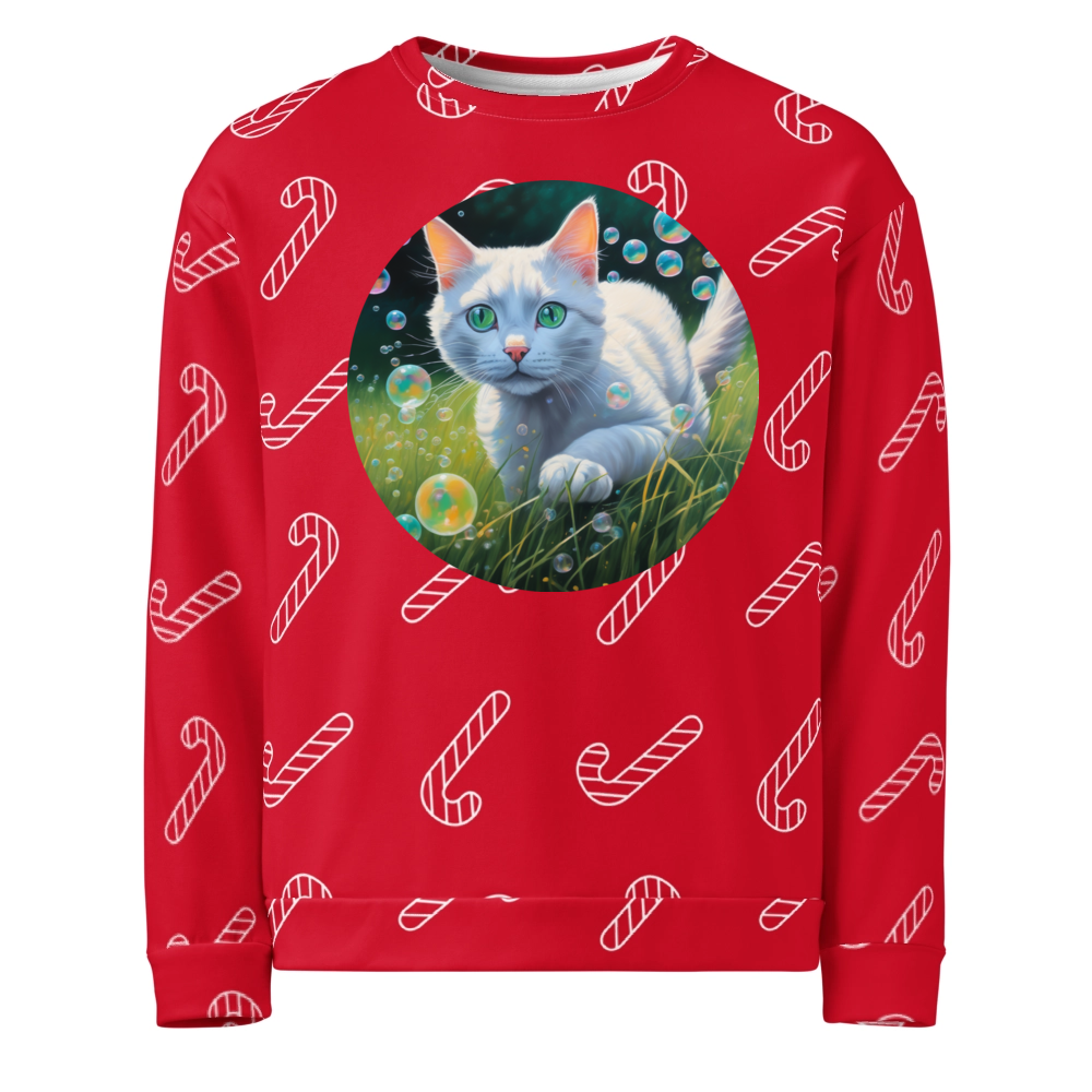 PugMug Custom White Companion Cat Ugly Christmas Sweatshirt