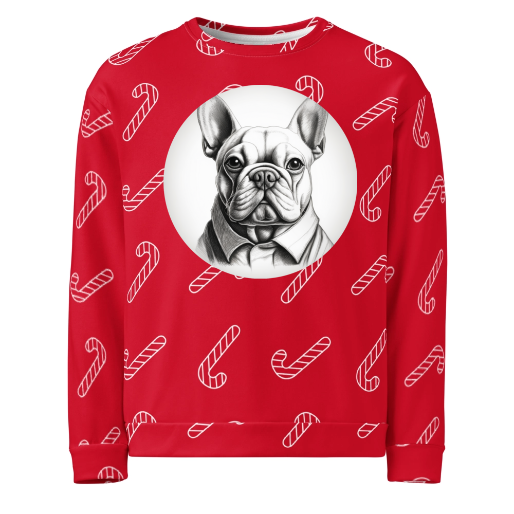 PugMug Custom White French Bulldog Ugly Christmas Sweatshirt