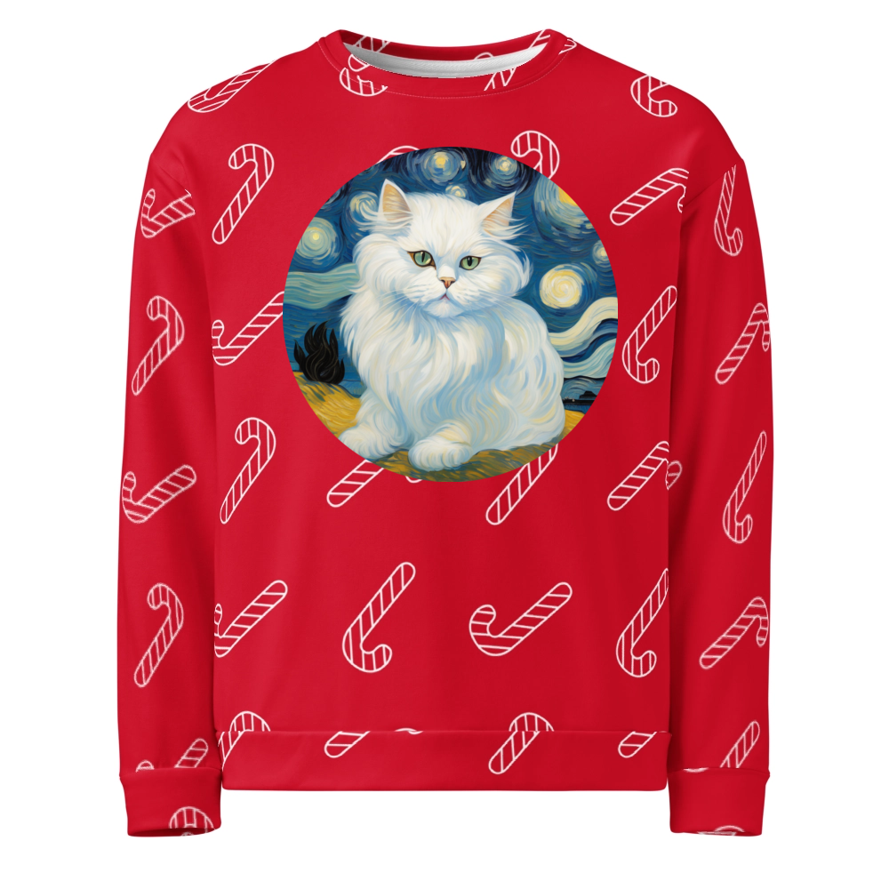 PugMug Custom White Persian Cat Ugly Christmas Sweatshirt