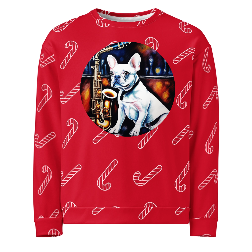 PugMug Custom White French Bulldog Ugly Christmas Sweatshirt
