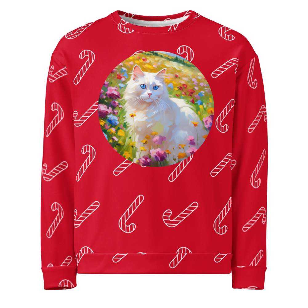 PugMug Custom White Ragdoll Cat Ugly Christmas Sweatshirt