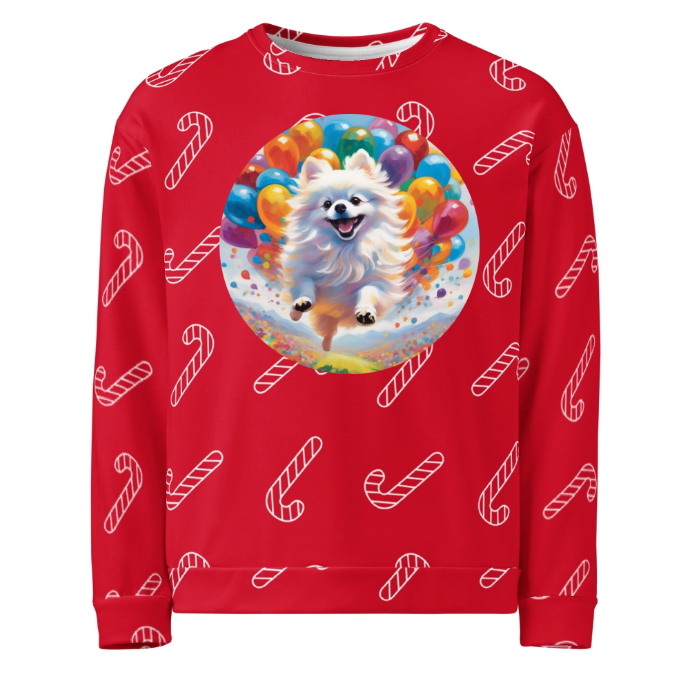 PugMug Custom White Pomeranian Ugly Christmas Sweatshirt