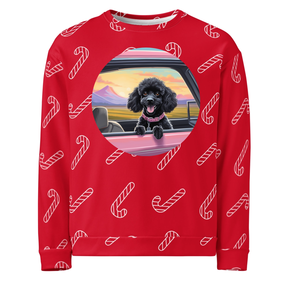 PugMug Custom Black Poodle Ugly Christmas Sweatshirt