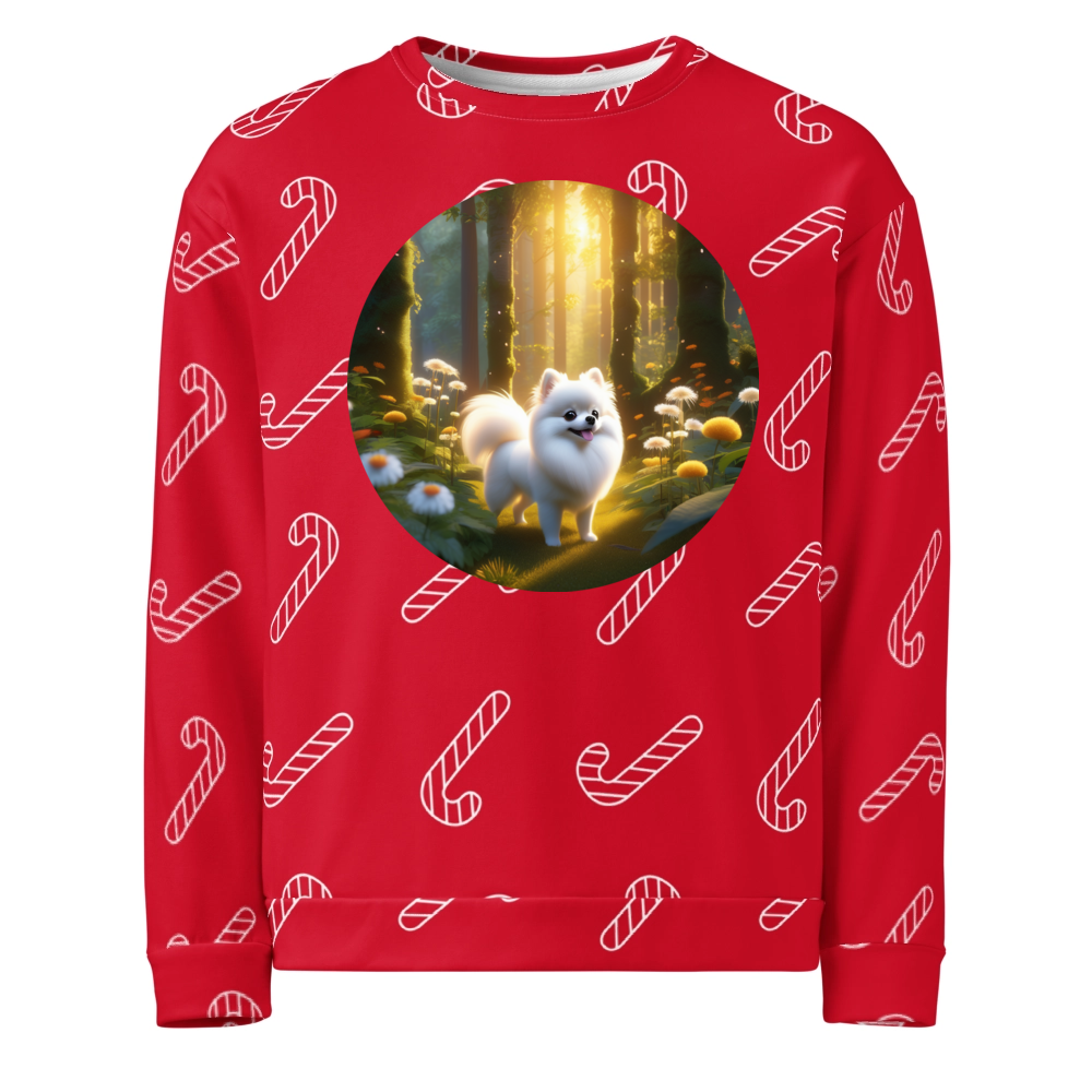 PugMug Custom White Pomeranian Ugly Christmas Sweatshirt