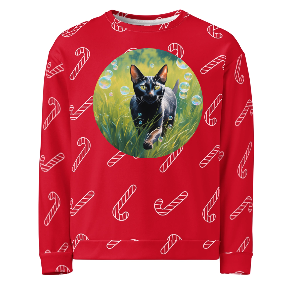 PugMug Custom Black Abyssinian Cat Ugly Christmas Sweatshirt