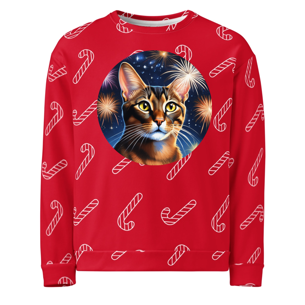 PugMug Custom Tabby Abyssinian Cat Ugly Christmas Sweatshirt