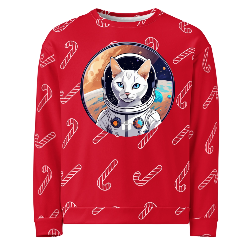 PugMug Custom White Abyssinian Cat Ugly Christmas Sweatshirt