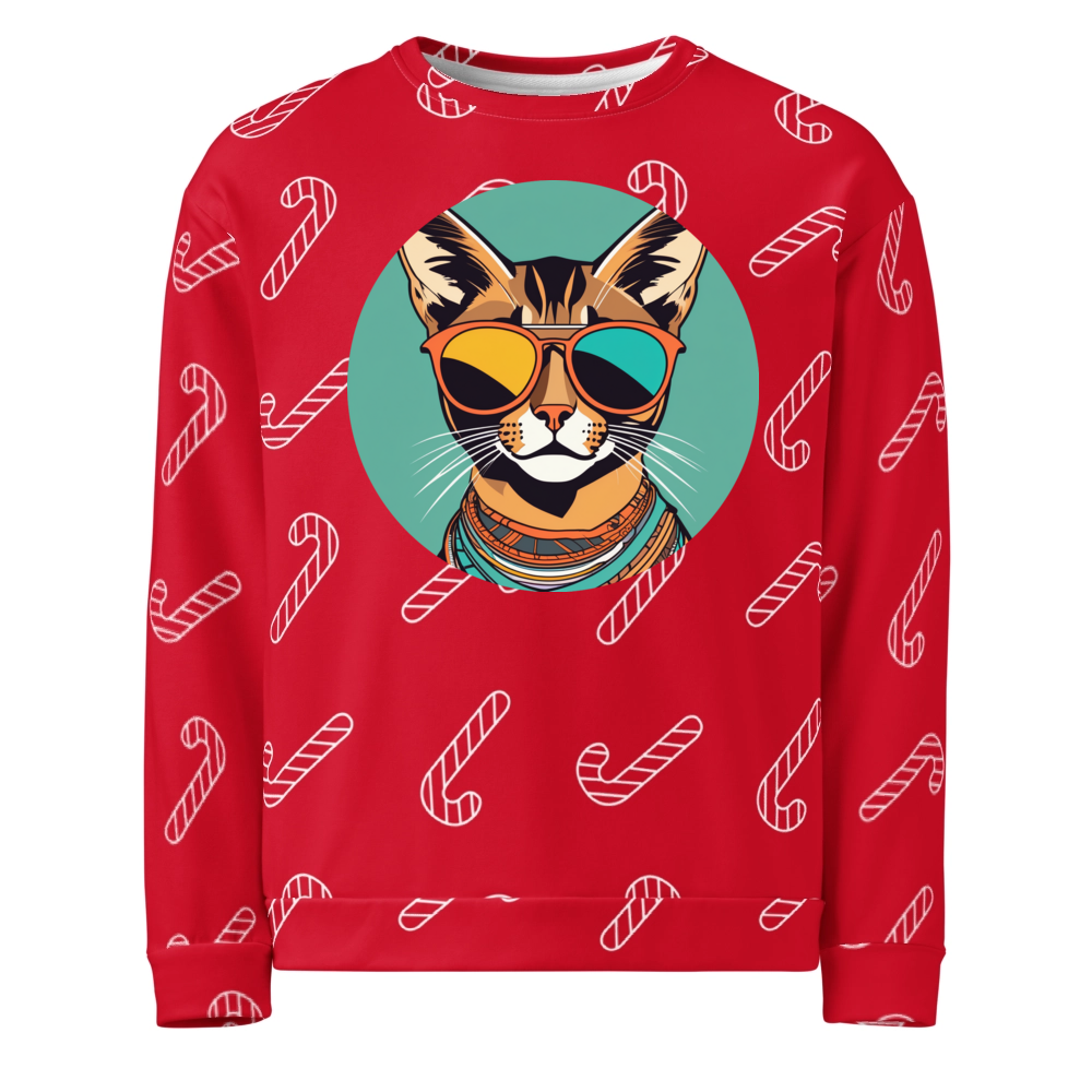 PugMug Custom Tabby Abyssinian Cat Ugly Christmas Sweatshirt