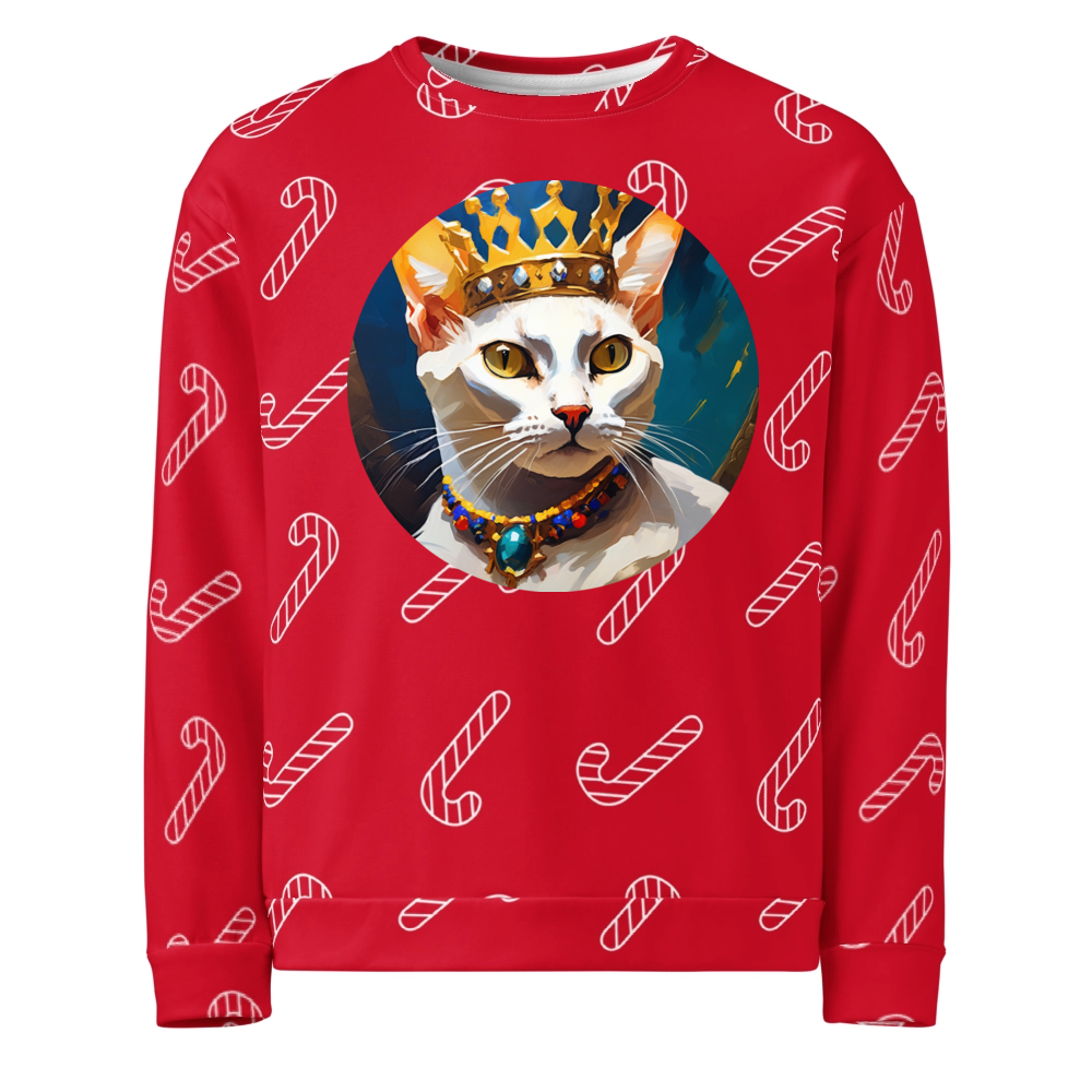 PugMug Custom White Abyssinian Cat Ugly Christmas Sweatshirt