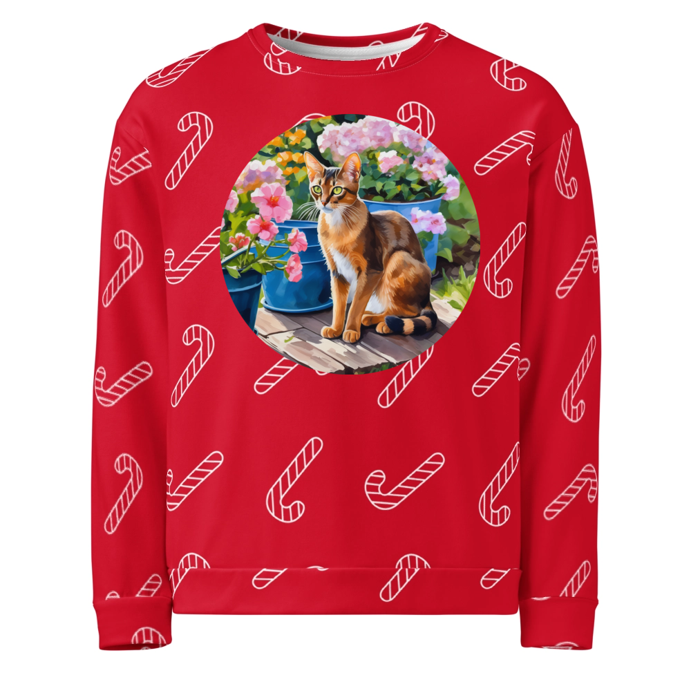 PugMug Custom Tabby Abyssinian Cat Ugly Christmas Sweatshirt
