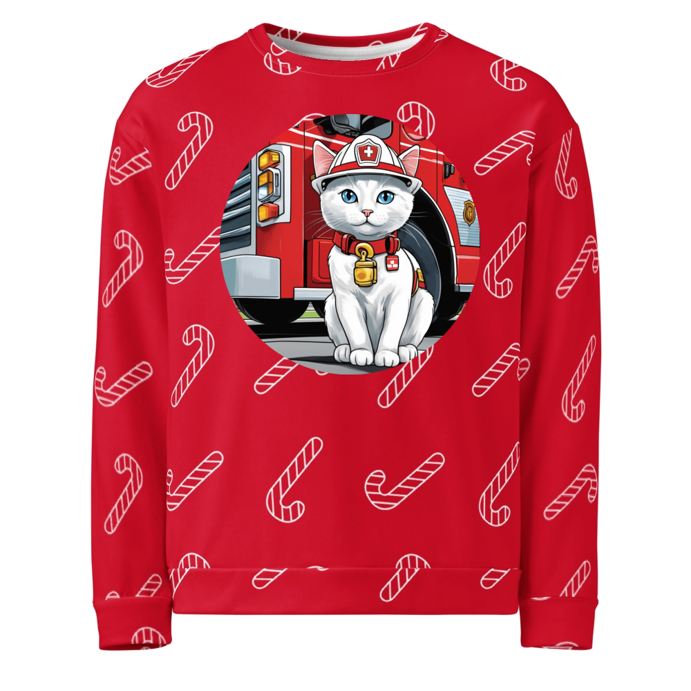 PugMug Custom White Companion Cat Ugly Christmas Sweatshirt