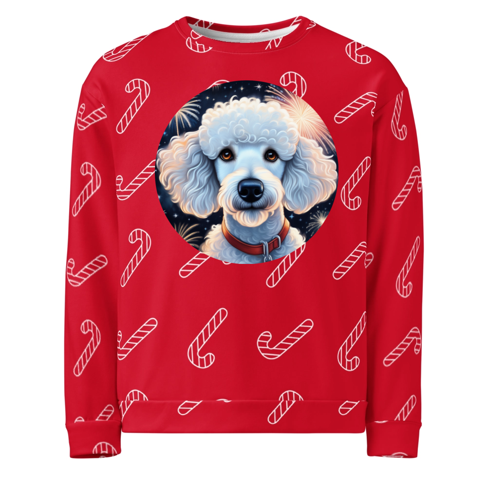 PugMug Custom White Poodle Ugly Christmas Sweatshirt
