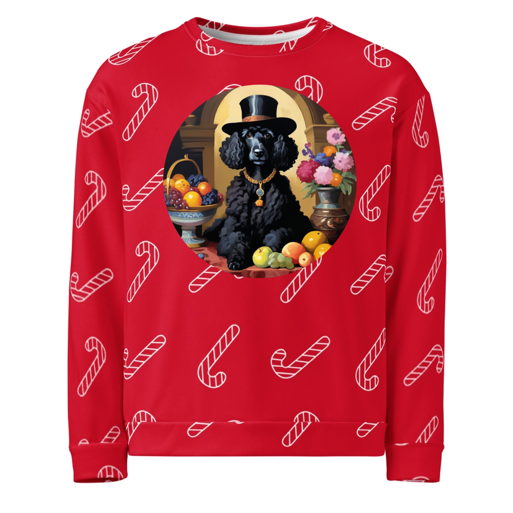 PugMug Custom Black Poodle Ugly Christmas Sweatshirt