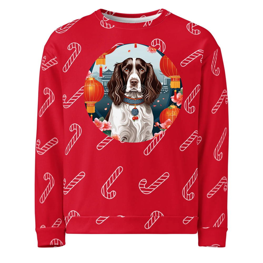 PugMug Custom English Springer Spaniel Ugly Christmas Sweatshirt